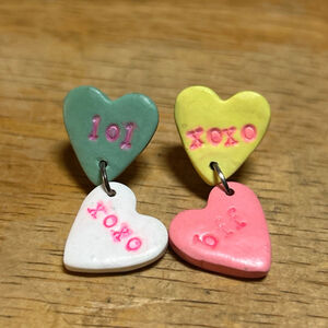 Unbranded Heart Drop Earrings Green Pink Yellow White